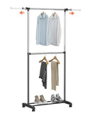 LIIGOU Double Rod Clothing Metal Garment Rack, SIZE: 73x73x33 in - NEW - Brand New
