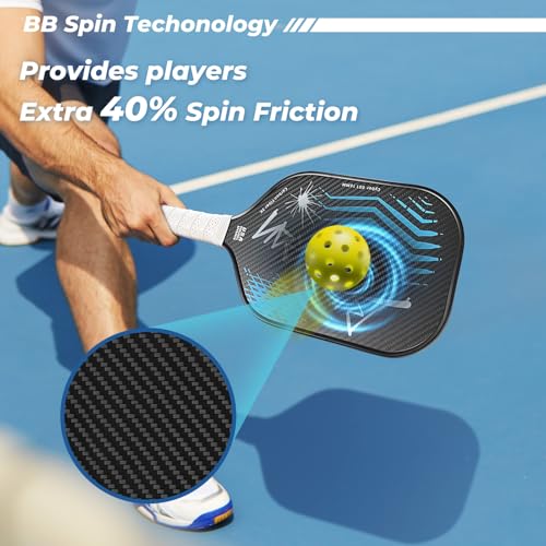 BLUEBEAN PICKLEBALL PADDLES,USAPA,CARBON FIBER - CYBER001-BLUE - Like New