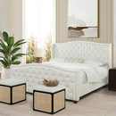 JENNIFER TAYLOR HOME MARCELLA UPHOLSTERED BED SET, KING, 52130-4-879-2 - WHITE - Like New