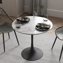 Jamesdar Kurv Steel 31.5" Cafe Table in White Marble & Black - Brand New