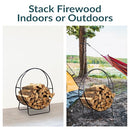 SUNNYDAZE 24-INCH OUTDOOR FIREWOOD RACK STEEL FIREPLACE WOOD HOLDER - BLACK - Like New