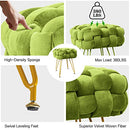 ACEHOME SQUARE OTTOMAN FOOTREST, VELVET FOOTREST STOOL, VANITY STOOL - GREEN - Like New