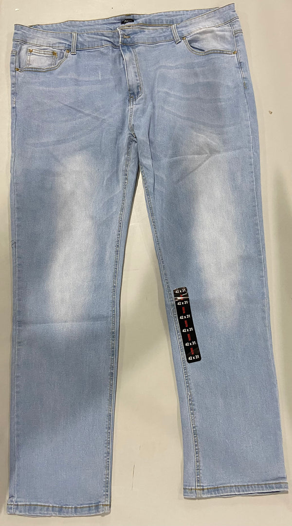 BLU ROCK MEN'S CASUAL FLEX STRETCH SLIM STRAIGHT JEANS SIZE: 42X31 - LIGHT BLUE - Like New