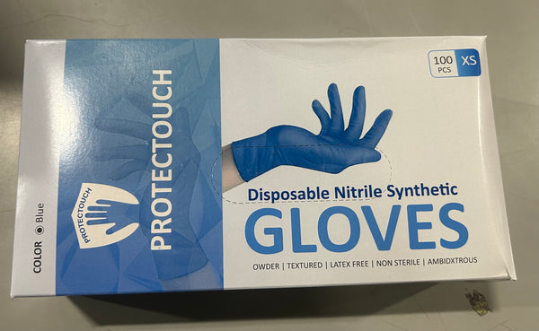 PROTECTOUCH DISPOSABLE ONE USE NITRILE SYNTHETIC GLOVE EXTRA SMALL 100PCS - BLUE - Like New