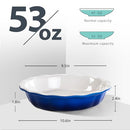 Lareina Ceramic 9 Inch Deep Dish Pie Pans, Set of 2, Blue, Non-Stick - Brand New