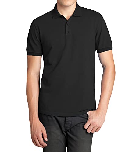 GALAXY BY HARVIC MENS POLO PIQUE SHIRT SIZE MEN S BLACK - Brand New