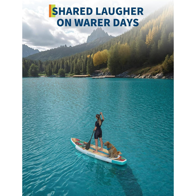 GARVEE INFLATABLE PADDLE BOARD FOR ADULTS, 11" - YELLOW/BLUE/WHITE - Like New