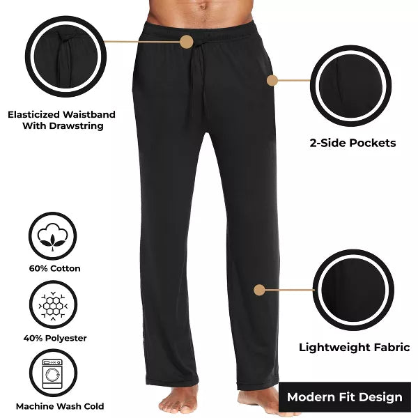 BLUE ICE MEN'S MODERN FIT CLASSIC LOUNGE PANTS - SIZE: MEN 2XL - BLACK - Brand New