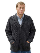 Aran Crafts Men's Irish Cable Knitted Sweater 100% Merino Wool Charcoal M - Brand New