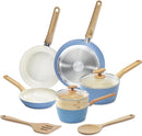 GOODCOOK 10-Piece Healthy Ceramic Titanium-Infused Cookware Set - Light Blue - Like New