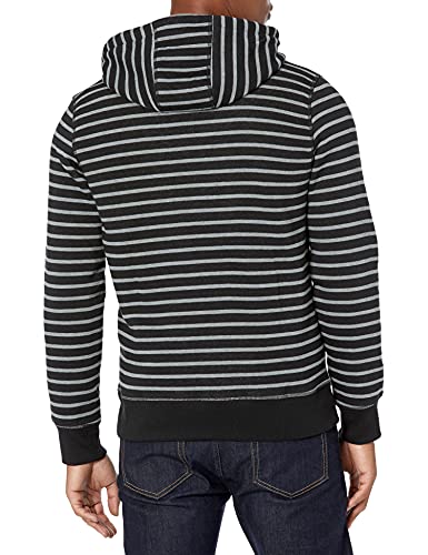 AMAZON ESSENTIALS MEN'S FULL-ZIP FLEECE HOODIE SIZE: MEN 2XL BLACK GRAY STRIPE - Like New