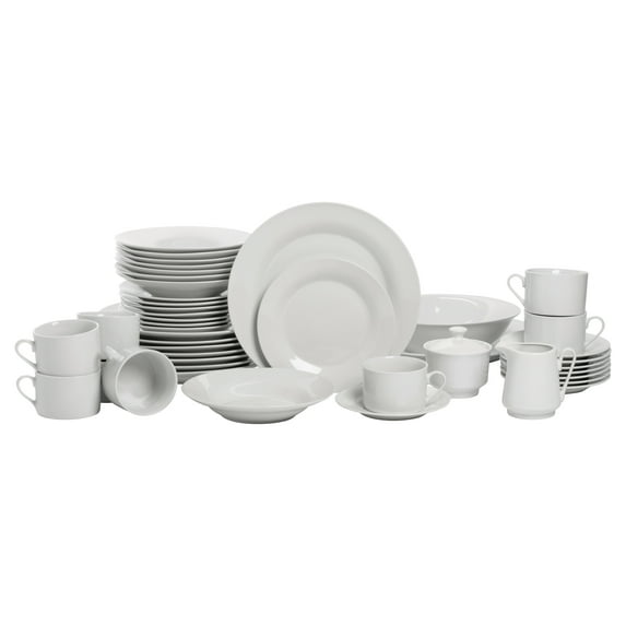 10 STRAWBERRY STREET ROUND 45-PIECE DINNERWARE SET - WHITE - Like New