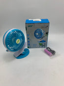 MED USB RECHARGEABLE MINI COOLING FAN MED-198 - WHITE/BLUE - Like New