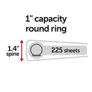 JUST BASICS ROUND-RING VIEW RINGS 61% RECYCLED PACK OF 12 BINDERS - BLACK - Like New
