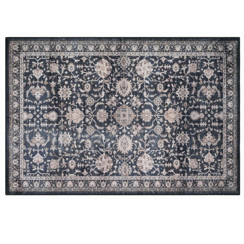 BIBB HOME 5FTX7FT WASHABLE FLANNEL PRINTED AREA RUG - MIDNIGHT BLOOM - Brand New