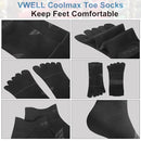 VWELL Toe Socks for Men/Women, COOLMAX Five Finger Socks, Compression - Like New