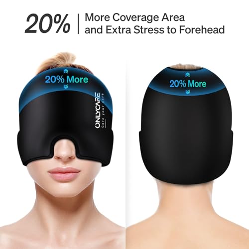 ONLYCARE Migraine Relief Cap,  Soothing Headache Hat, Ice Head Wrap (Black) - Like New