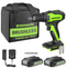 Greenworks 24V 1/2" Cordless Drill (2)x2Ah Battery & 2A Charger DDG24L222 Like New
