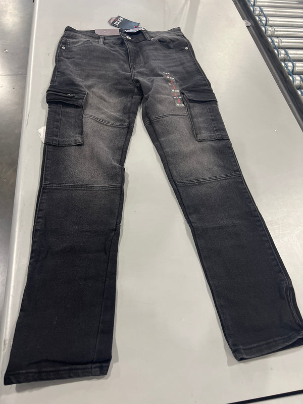 BLU ICE 4 WAY STRETCH FLEX JEANS SLIM FIT - SIZE: MEN 30/30 - JET BLACK WASH - Brand New