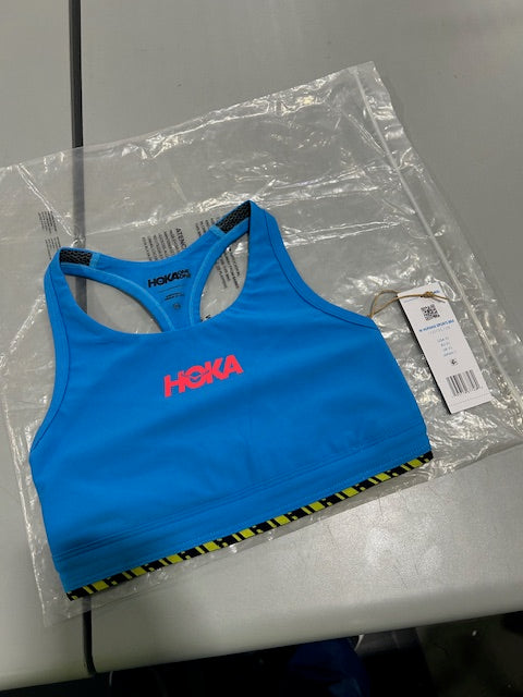 HOKA ONE ONE HOKA WOMEN'S HUPANA SPORTS BRA - SIZE: WOMEN XS - IBIZA BLUE - Brand New