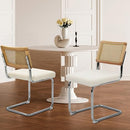KROFEM Dining Chairs Set of 2 Modern Rattan Kitchen Chairs MID CENTURY WHITE - Like New