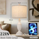 TOBUSA 22“ Farmhouse Table Lamps Set of 2 Rustic Vintage - White - Brand New