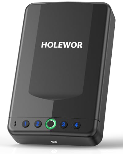 HOLEWOR CAR GUN SAFE SMALL PISTOL SAFE BIOMETRIC GUN LOCK BOX HANDGUN - BLACK - Like New