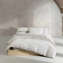CALVIN KLEIN QUEEN DUVET COVER SET SOFT LINEN BLEND BEDDING - WHITE - Like New