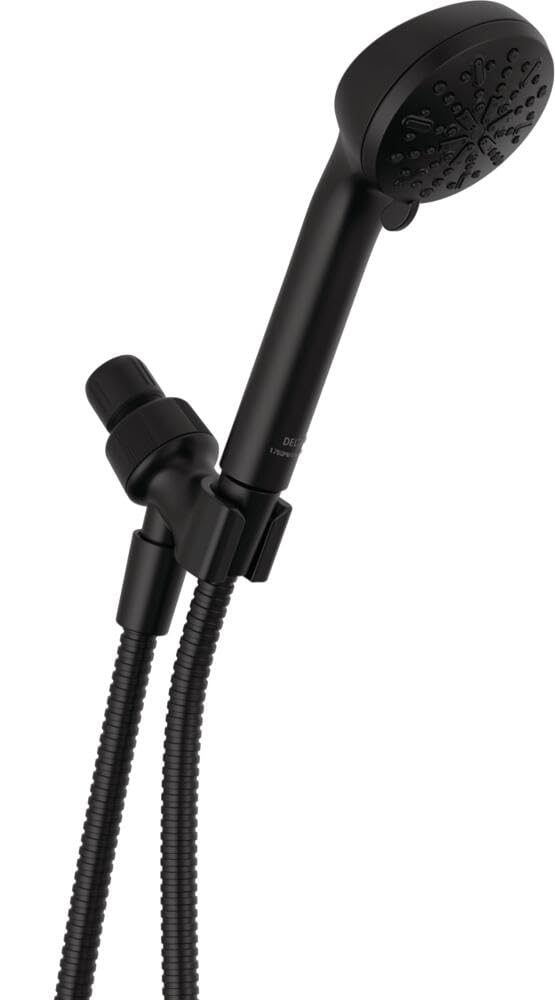 DELTA FAUCET 4-SETTING HANDHELD SHOWER HEAD, BLACK - MATTE BLACK - Like New