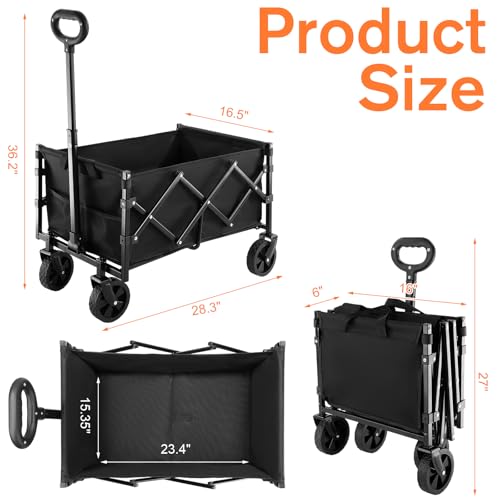 WSICSE 200LBS COLLAPSIBLE WAGON SMALL WAGONS FOLDABLE LIGHTWEIGHT - BLACK - Like New