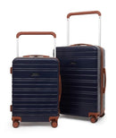 TRAVELERS CLUB PLATINUM NAVIGATE COLLECTION 2PC WIDE TROLLEY - NAVY/BROWN - Like New