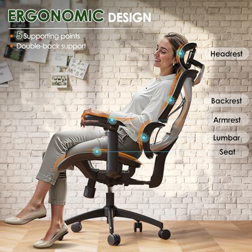GABRYLLY Ergonomic Office Chair Big and Tall Mesh Chair 定圓形 with Lumbar - Like New