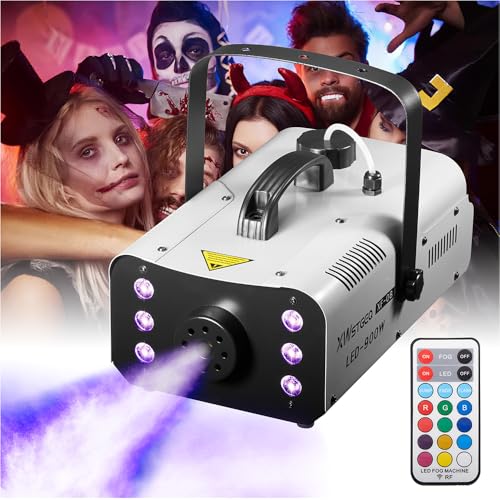 XWSTGEQ FOG MACHINE 900 WATT WITH 6 LED LIGHTS AND 2-IN-1 WIRELESS REMOTE GRAY - Like New