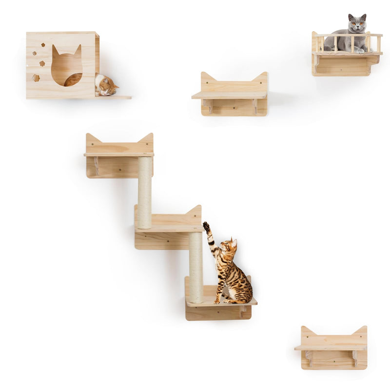 MIUZMORE CAT WALL FURNITURE, 5-PIECE CAT WALL SHELVES, CAT WALL HOUSE MPJ-01 - Brand New