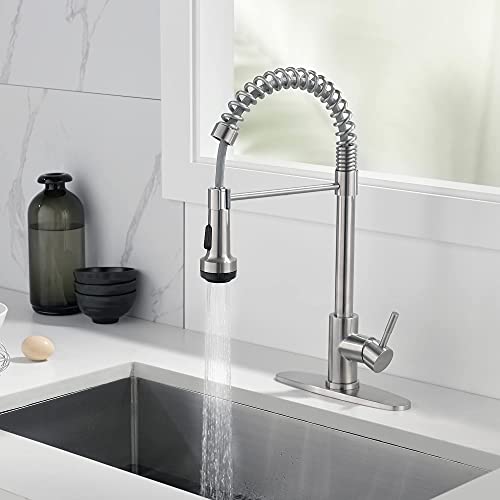 Rainovo Kitchen Faucet Brushed Nickel with 4 Mode Pull Down Sprayer - Like New