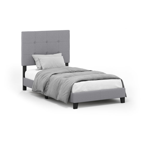 FURINNO LAVAL BUTTON TUFTED UPHOLSTERED PLATFORM BED FRAME TWIN GLACIER GRAY - Like New