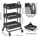 MIOCASA 3-Tier Metal Utility Rolling Cart, Heavy Duty Multifunction B08NT9RDKH - Brand New