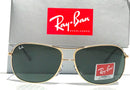 RAY BAN METAL AVIATOR SUNGLASSES 64-13-125MM - GOLD/GREEN - Like New