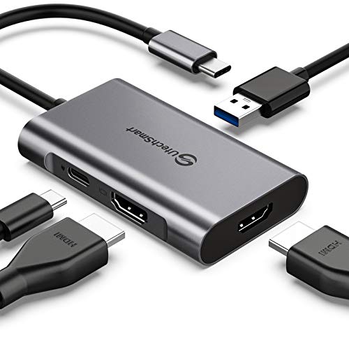 UTECHSMART USB C TO HDMI ADAPTER, USB C HUB TO DUAL HDMI 4 IN 1 THUNDERBOLT 3 Like New