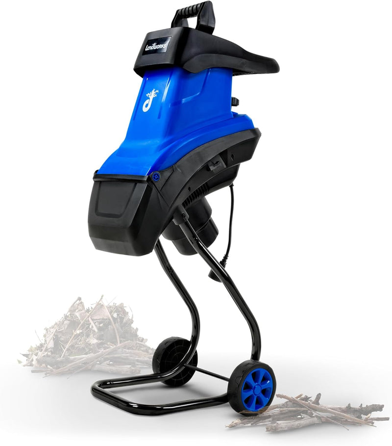 Landworks Wood Chipper Shredder Electric 17:1 Reduction 15-Amp 1800 Watts - BLUE - Like New