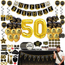 JENLION 50th birthday decorations for men women - (76pack) black gold - Brand New
