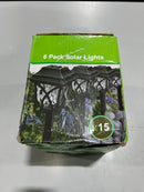 GENERIC SOLAR POWERED OUTDOOR GARDEN LIGHT WARM WHITE - BLACK - 6 PACK - Like New