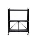 EAST BANK DESIGNS ASSEMBLED, 3-TIER FOLDABLE METAL STORAGE SHELVING UNIT - BLACK - Like New