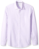 AMAZON ESSENTIALS MEN SLIM-FIT LONG-SLEEVE SHIRT MEDIUM LAVENDER WHITE STRIPE - Brand New