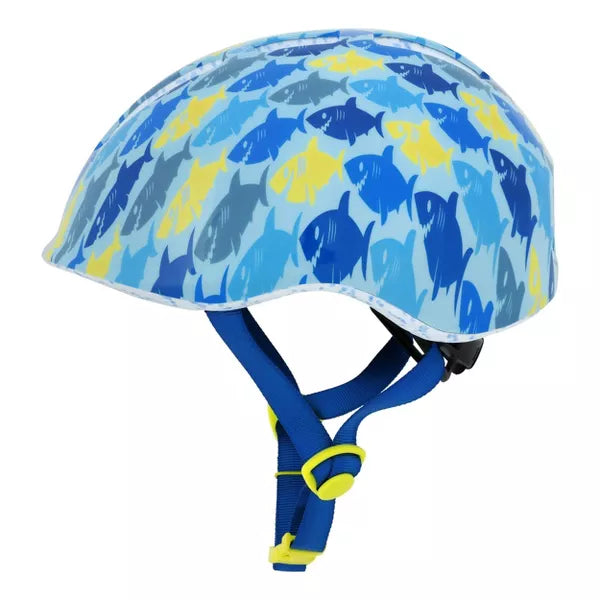 RASKULLZ LIL SHARKIE BICYCLE HELMET SIZE: 48CM-52CM - BLUE/NEON GREEN - Like New