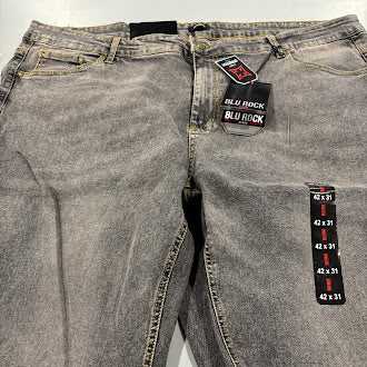 BLU ROCK MEN'S FLEX STRETCH SLIM FIT STRAIGHT JEANS - SIZE: 42X31 - DARK GRAY - Brand New