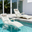 in Pool Lounge Chairs Set of 2 with Armrests HDPE Pool Chaise Loungers - White - Like New