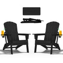 Nevilywood Folding Adirondack Chair Extended Ergonomic Backrest Black 2PCS - Like New