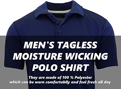 GALAXY BY HARVIC 2XL MEN'S DRY FIT MOISTURE-WICKING POLO SHIRT - NAVY - Brand New
