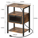 NOVIMANGO NIGHT STAND WITH CHARGING STATION, BROWN - Like New